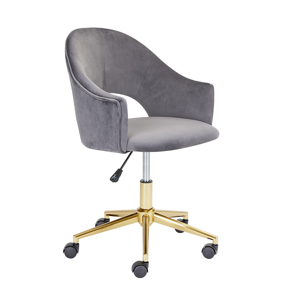 Castelle Gold Office Chair: Charcoal Velvet